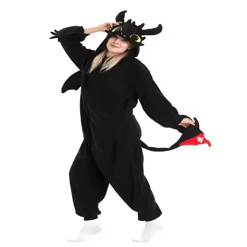 Cozy Dragon Onesie for Adults & Kids – Warm Winter Pajamas | Perfect Holiday Gift & Cosplay Outfit